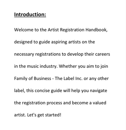 Artist Registration E-Book