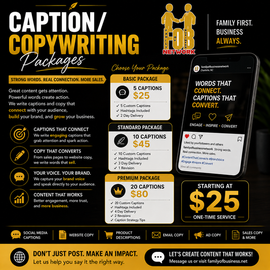 Caption/Copywriting Packages